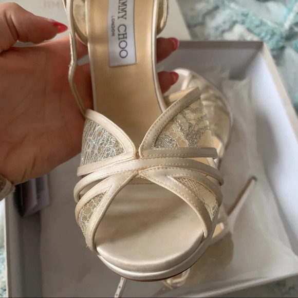 Jimmy Choo Ivory Lace Fayme Wedding Heel 38 - Picture 4 of 11